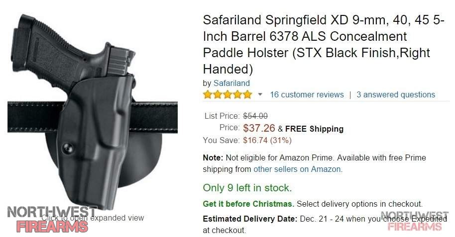 Safariland Springfield XD 9-mm, 40, 45 5-Inch Barrel 6378 ALS